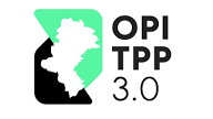 Logo OPI TPP 3.0 kontury mapy województwa śląskiego na czarno-zielonym tle.