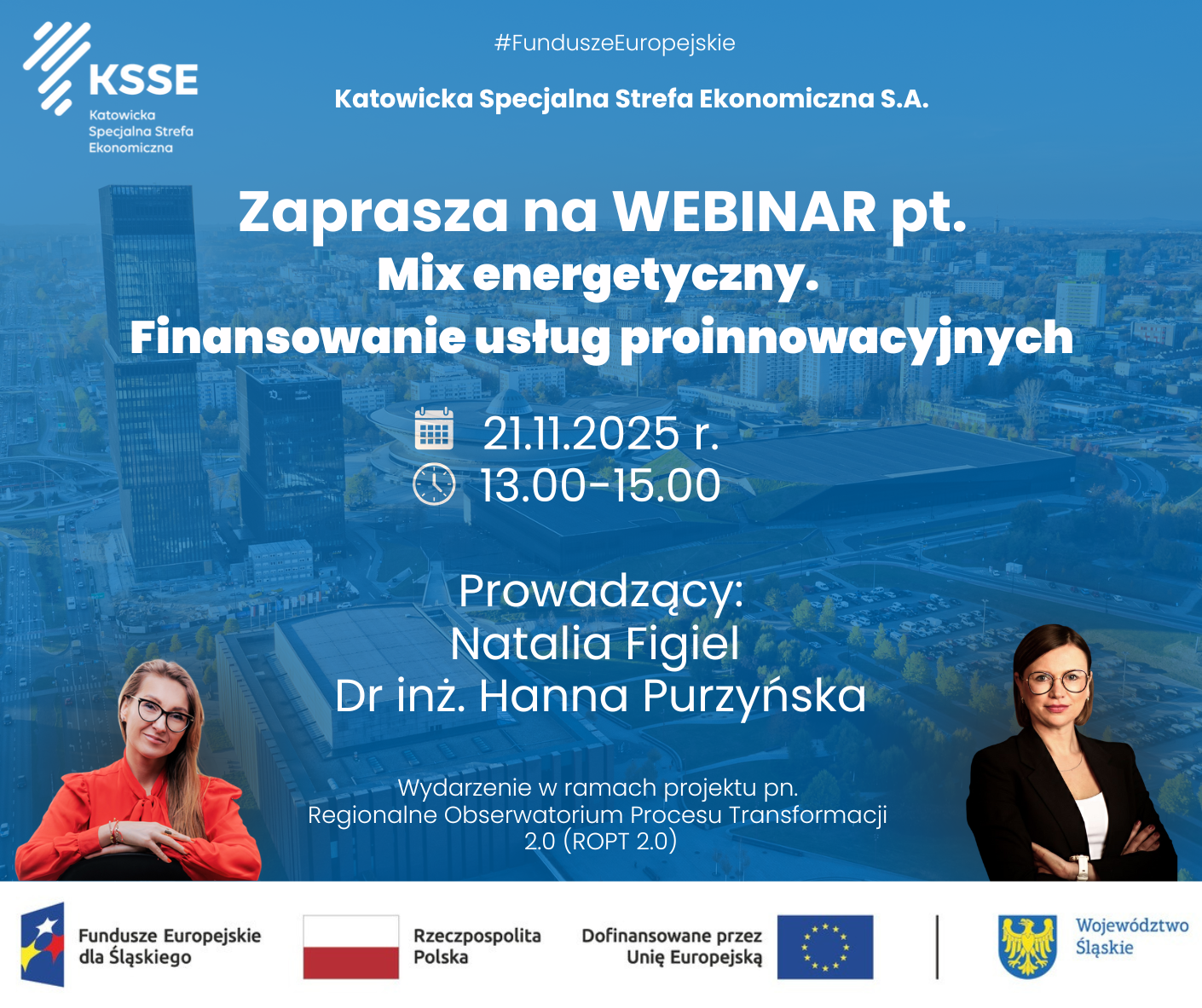 Zaproszenie na webinar pn. "Mix energetyczny. Finansowanie usług proinnowacyjnych" organizowany przez KSSE w dniu 21.11.2025 r.