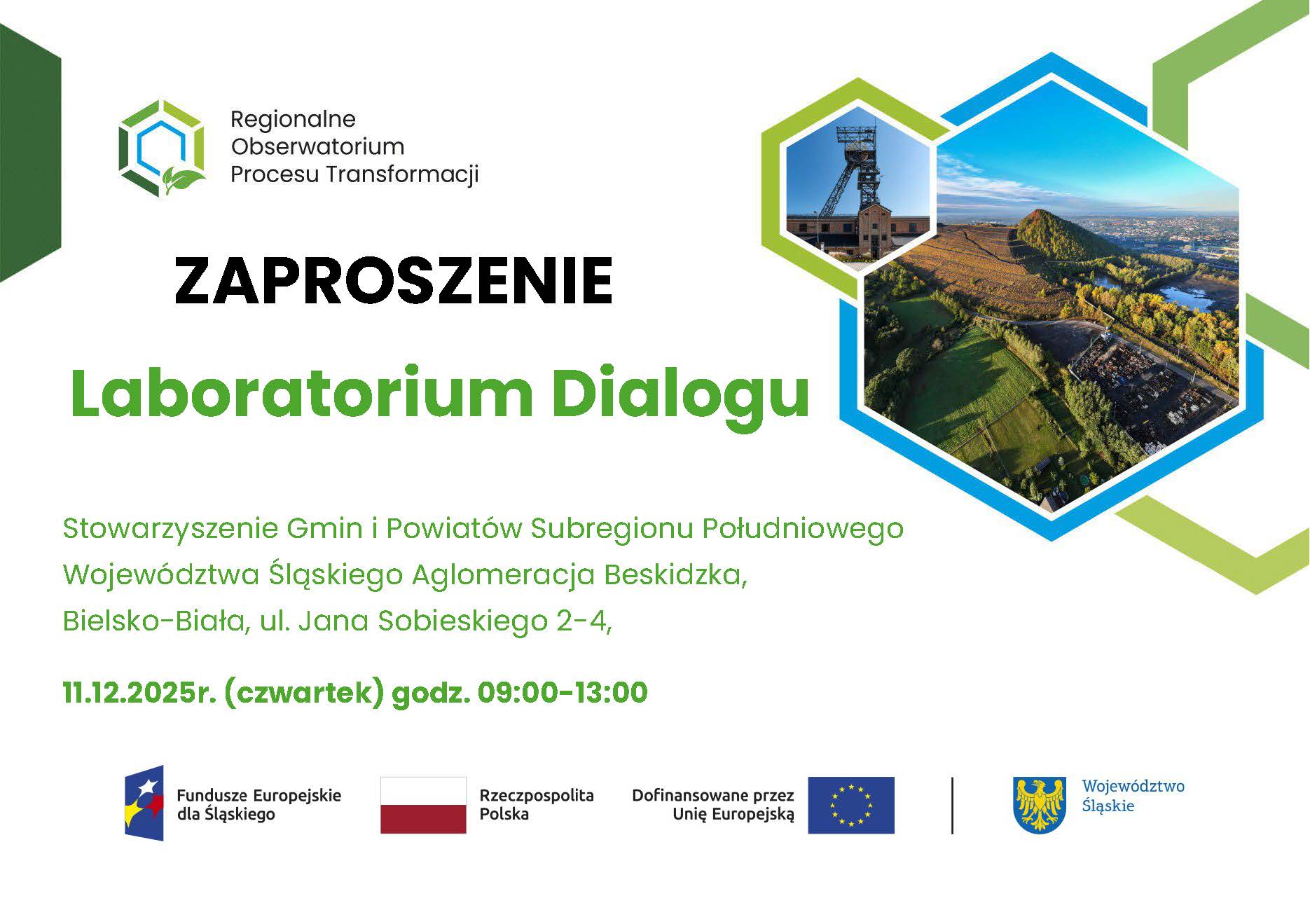 Zaproszenie na warsztaty w ramach Laboratorium Dialogu organizowane w Bielsku-Białej w dniu 11.12.2025 r. przez Główny Instytut Górnictwa-Państwowy Instytut Badawczy
