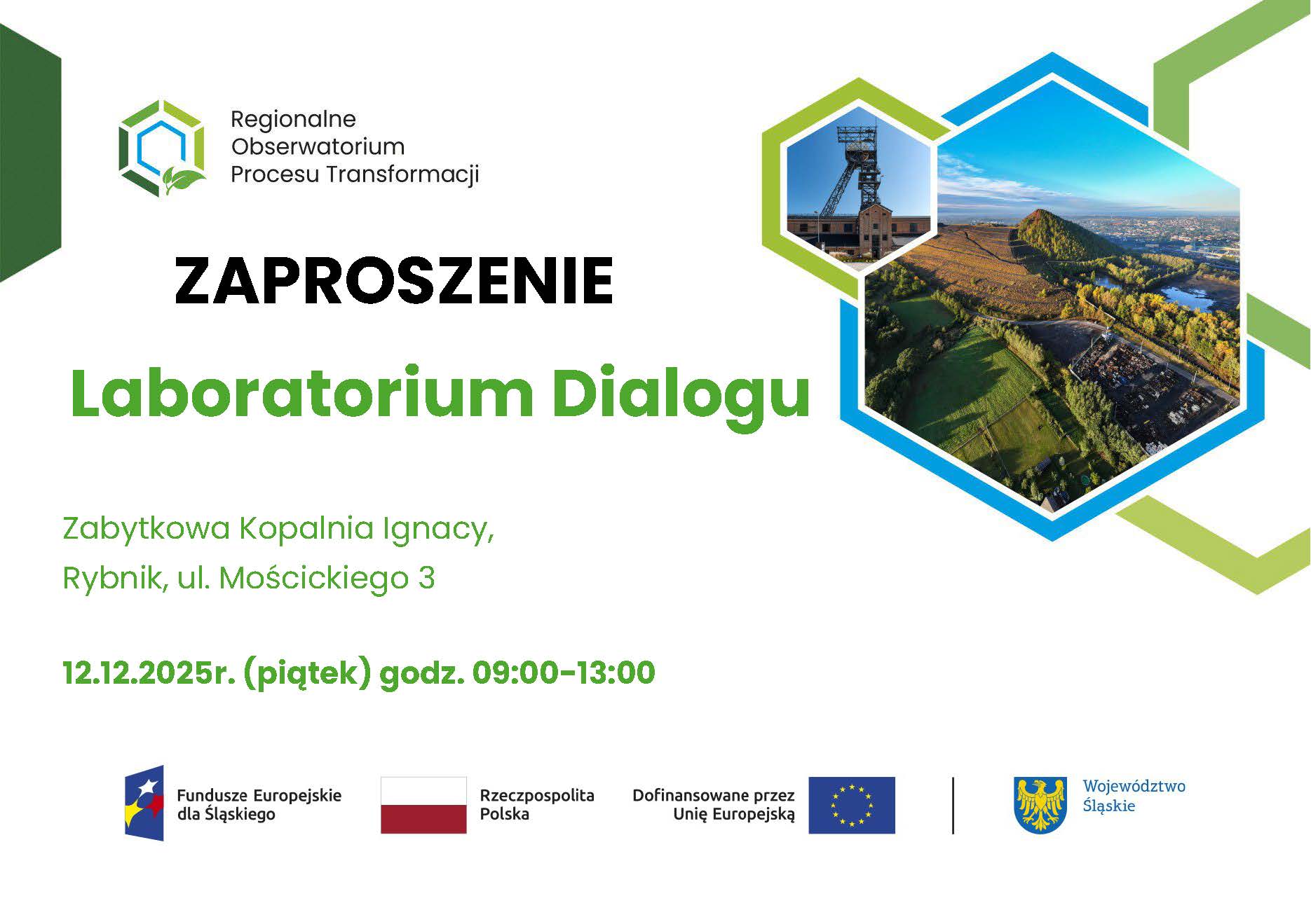 Zaproszenie na warsztaty w ramach Laboratorium Dialogu organizowane w Rybniku w dniu 12.12.2025 r. przez Główny Instytut Górnictwa-Państwowy Instytut Badawczy.